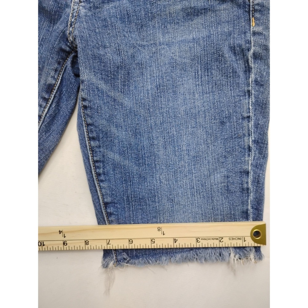 Abercrombie & Fitch Shorts Womens 4 Blue Denim Cut Off Bermuda low rise 10in - Picture 2 of 8